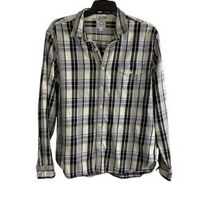 Lucky Brand Mens Shirt Size XL Button Down Blue Plaid Long Sleeve Flannel Casual